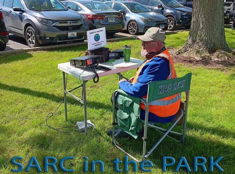 KB9RCR - Joseph Barela has a station setup and an Dipole antenna with radials facing the East in the parking lot.